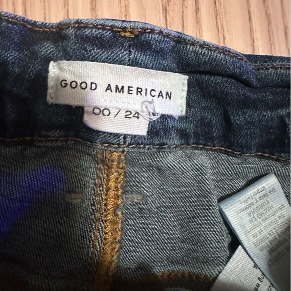 Good American Good Legs Raw Hem in indigo- Size 00/24 - Picture 2 of 5